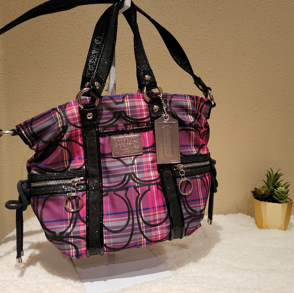 Coach Poppy Tartan Handbag Purse Tote